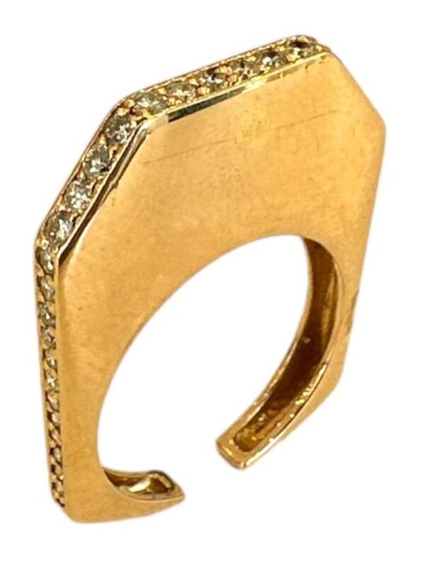 YOLA JAHSHAN Yellow gold flat ear cuff with diamonds