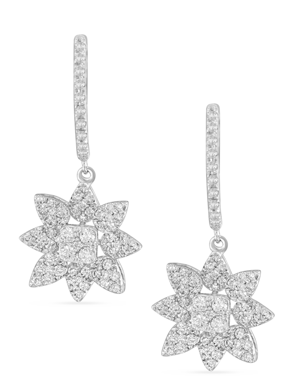 JOHN NAJARIAN Diamond Set Flower Dangle Earrings