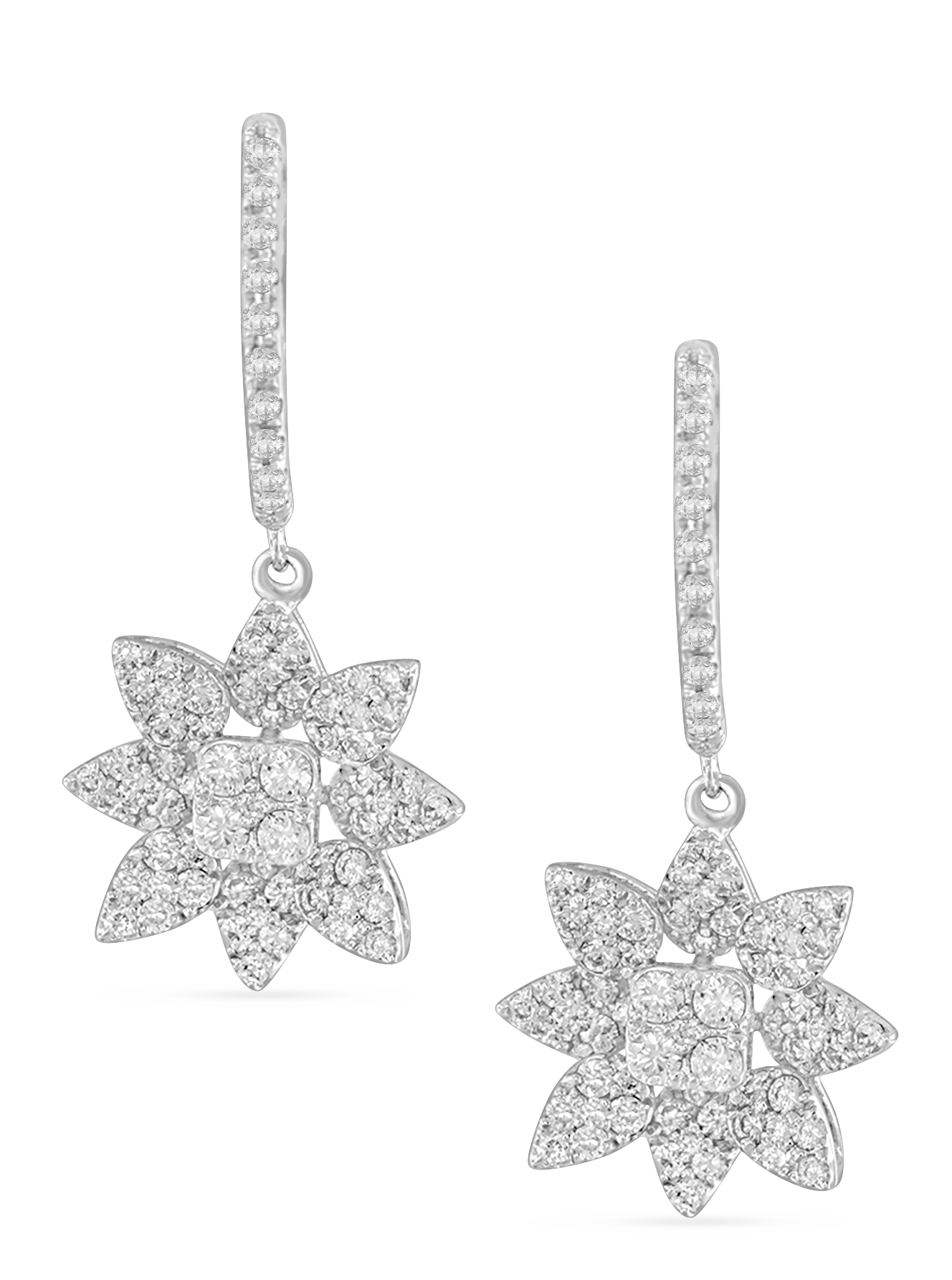 JOHN NAJARIAN Diamond Set Flower Dangle Earrings