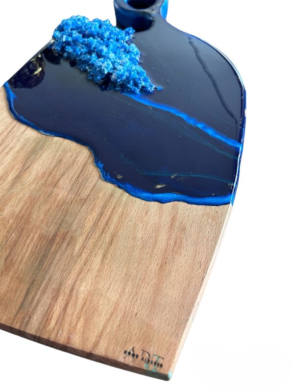 NOOR ALSABER ART Navy Blue Cheeseboard with Crystals