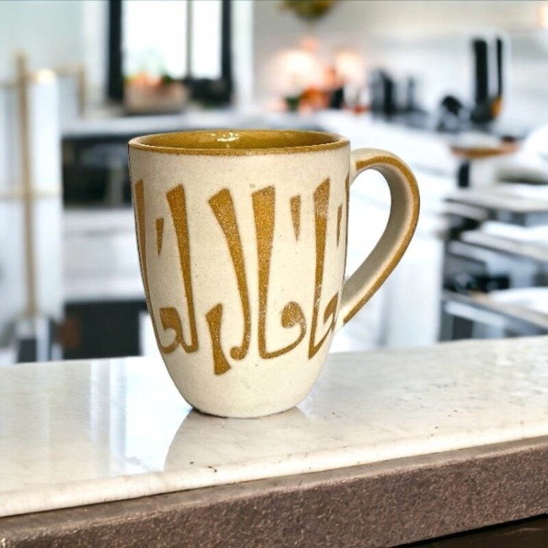 QADEEM Beige Mug with Arabic calligraphy