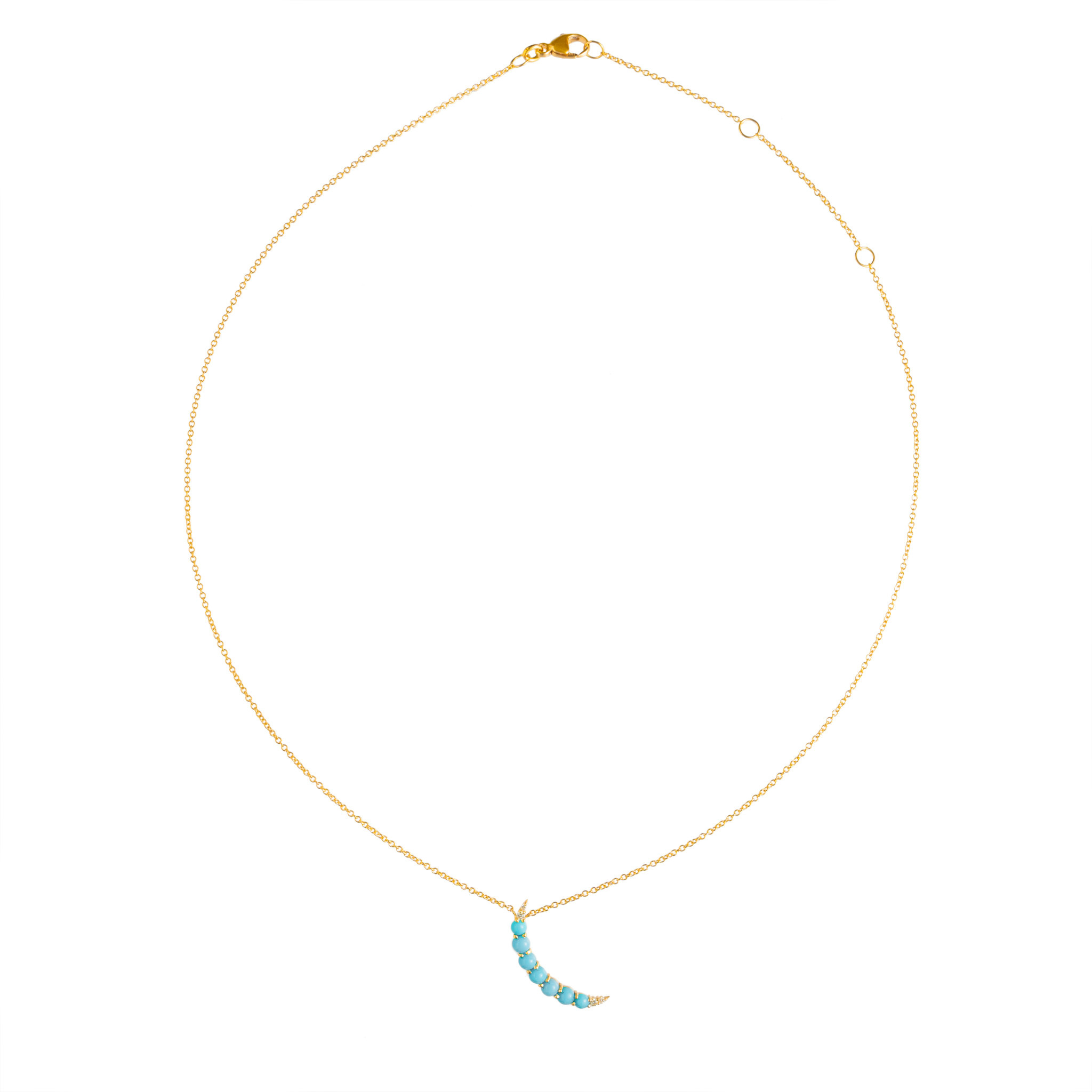 JOHN NAJARIAN Large Turquoise and Diamond Crescent Necklace