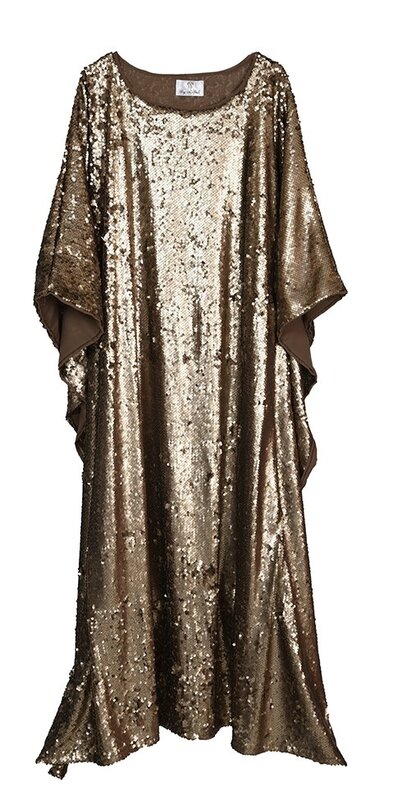 BY RAFAH Gold Sequin Abaya with Brown Lining