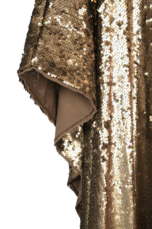 BY RAFAH Gold Sequin Abaya with Brown Lining