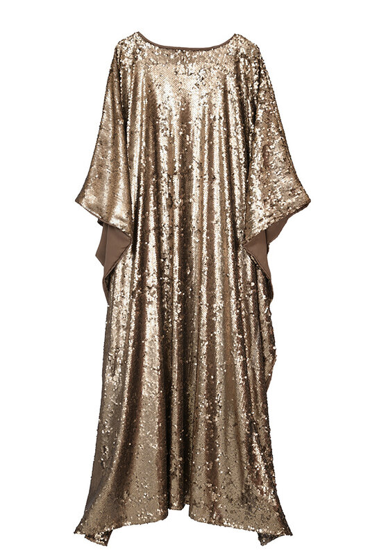 BY RAFAH Gold Sequin Abaya with Brown Lining