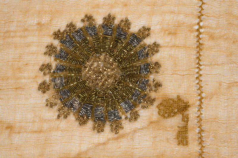 BY RAFAH Yellow-Brown Najaf Shawl with Gold Details