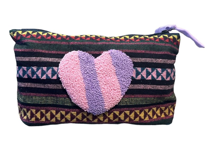 SOAP N A SACK Purple and Pink HEART with SADU FABRIC Pouche