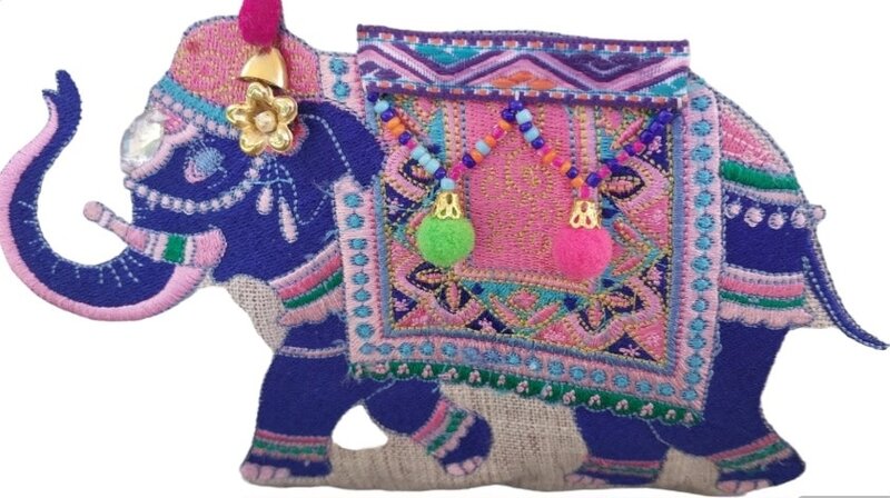 SOAP N A SACK ELEPHANT EMBROIDERED POUCH