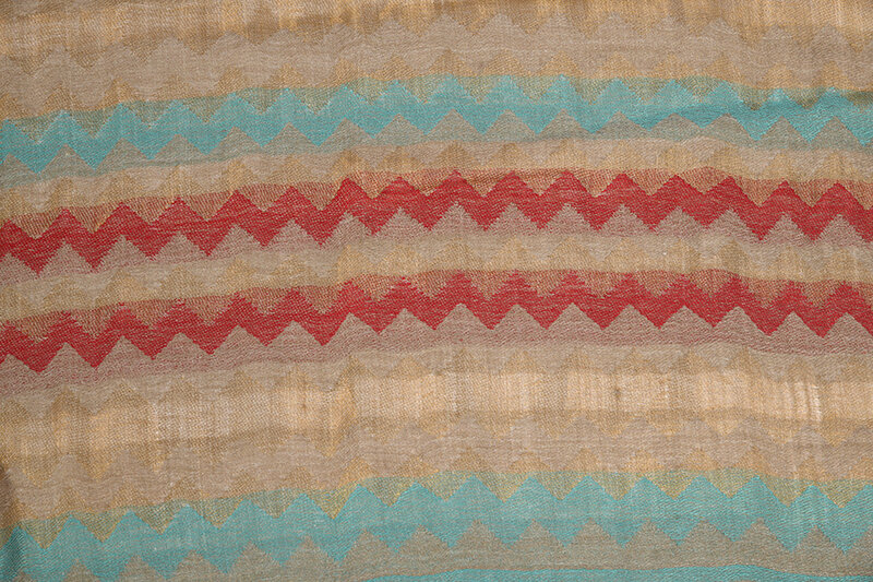 BY RAFAH Beige Pashmina Scarf with Red and Blue Stripes