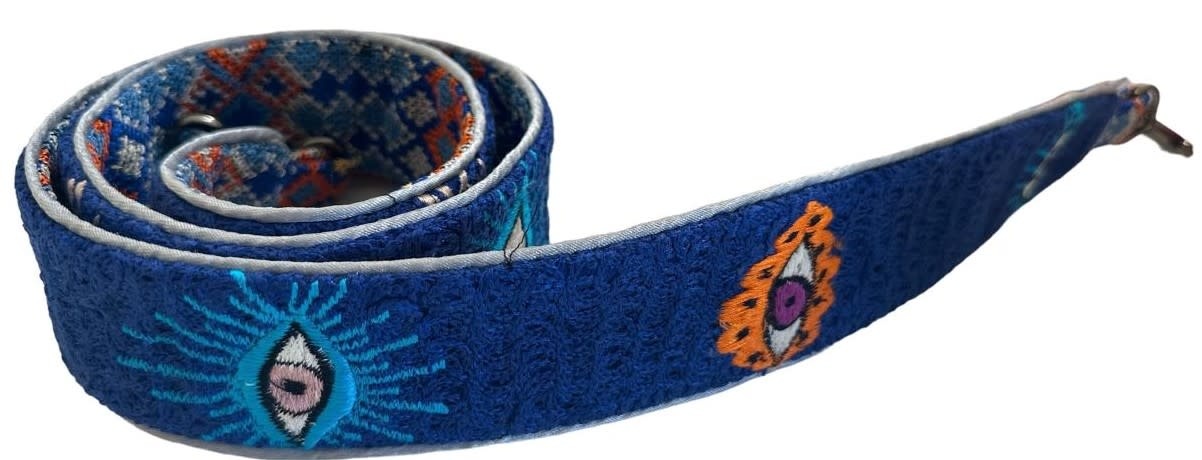 SOUK BALADNA Double-Sided Navy Blue Eye Design Embroidered Bag Strap