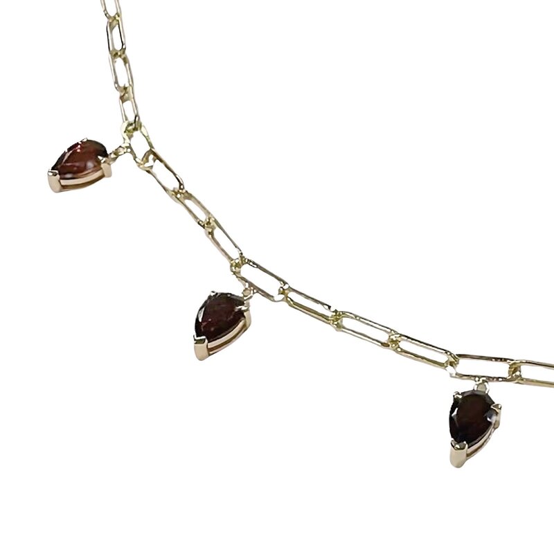 OH EM JAY Garnet Charm Necklace