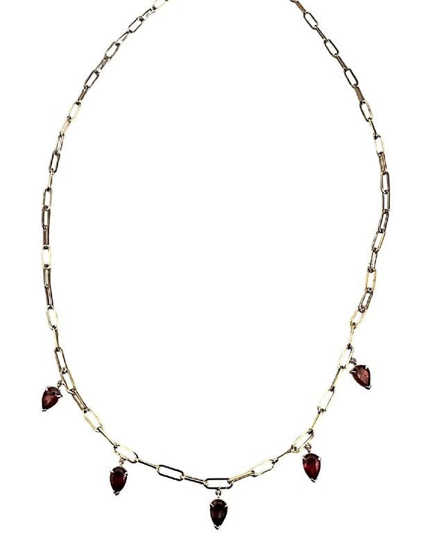 OH EM JAY Garnet Charm Necklace