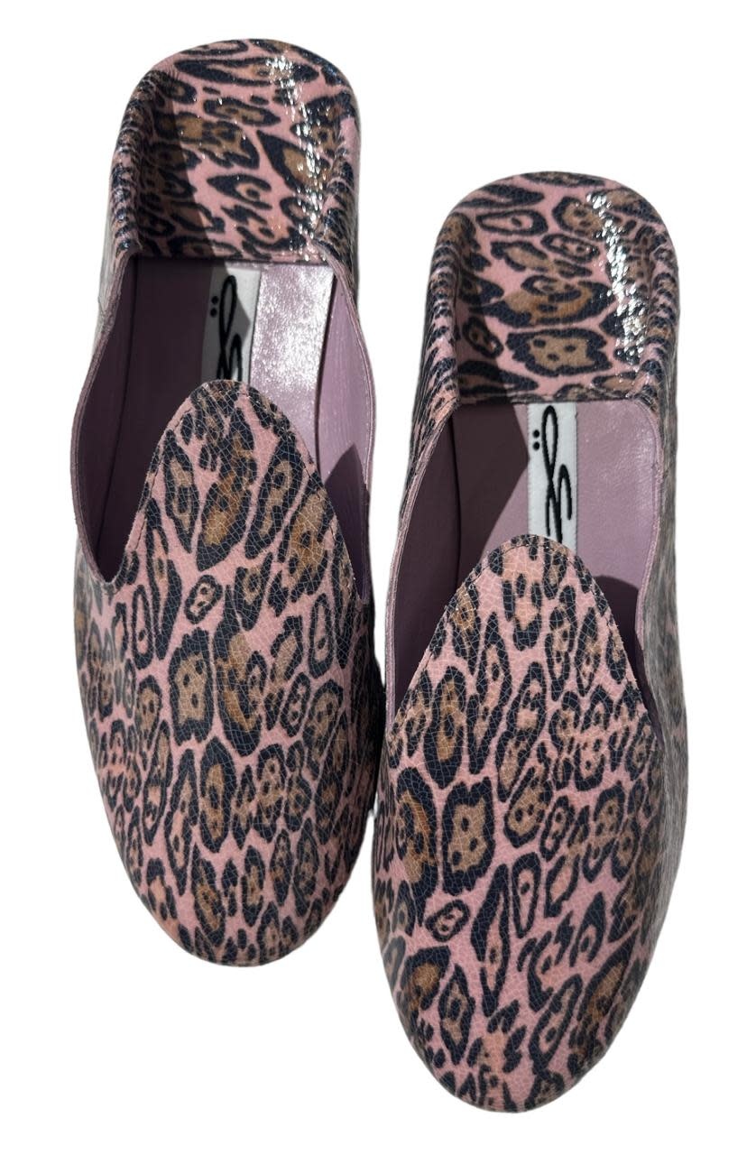 YOLA JAHSHAN FASHION Pink Cheetah Babouche