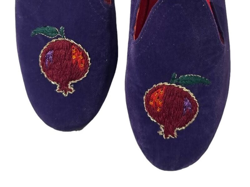 YOLA JAHSHAN FASHION blue with pomegranate Babouche