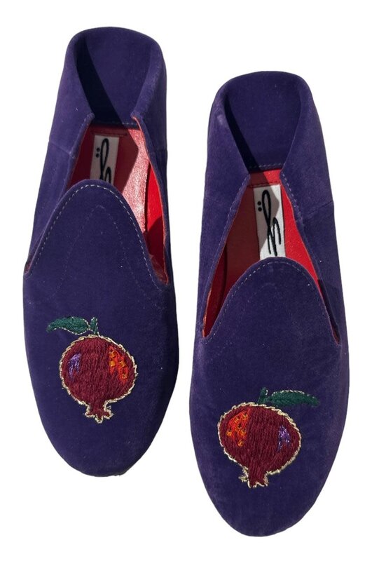 YOLA JAHSHAN FASHION blue with pomegranate Babouche