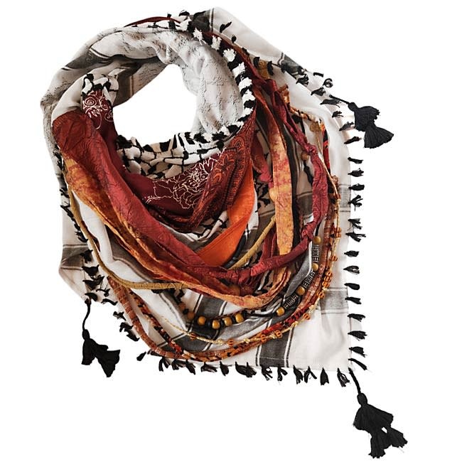 OLA'S GARDEN black and white Keffiyeh with orange details