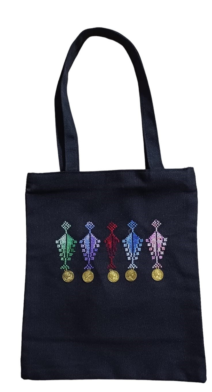 KHEETAN Jeans Tote bag with hand embroidery