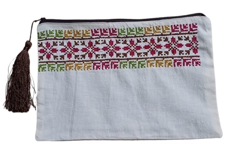 KHEETAN Small Pouch with colorful hand embroidery