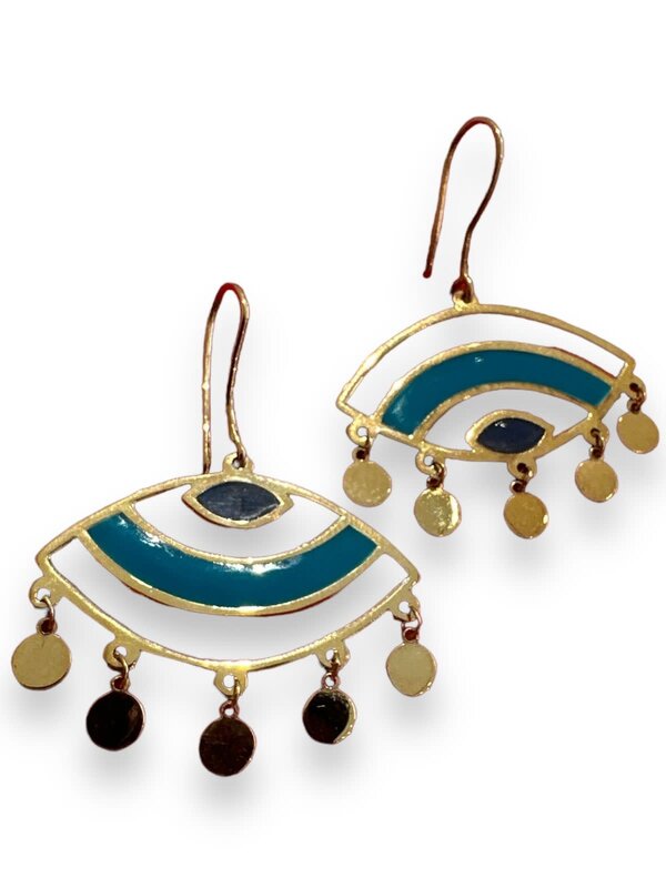 LUBNA SAFADI Silver Gold Plated Evil Eye Earrings