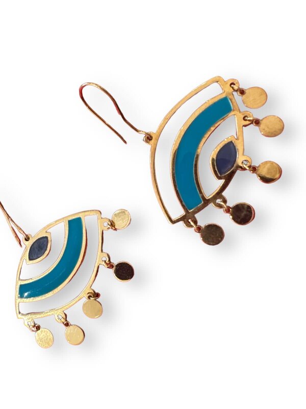 LUBNA SAFADI Silver Gold Plated Evil Eye Earrings