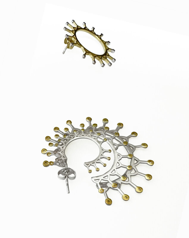 DANA ROUSAN Silver & Yellow gold plated  asymmetrical earrings