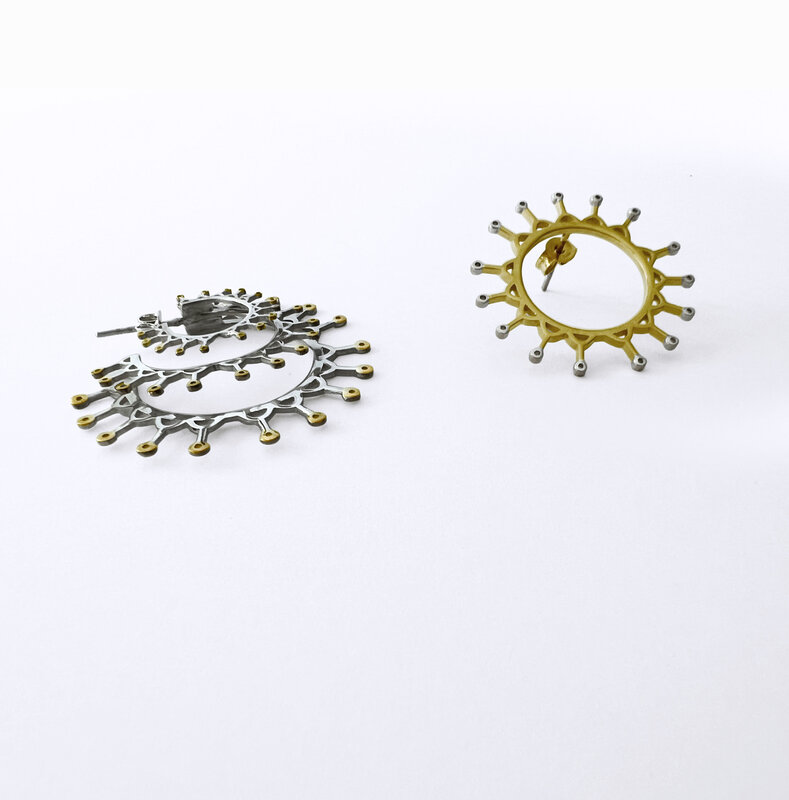 DANA ROUSAN Silver & Yellow gold plated  asymmetrical earrings