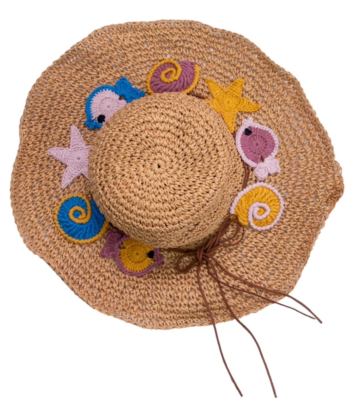 SOUK BALADNA Hand Knitted Summer Hat with Crochet Details