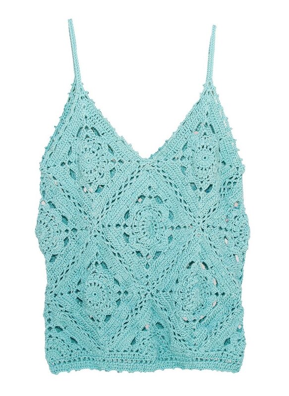 SOUK BALADNA Mint Blue Crochet Top