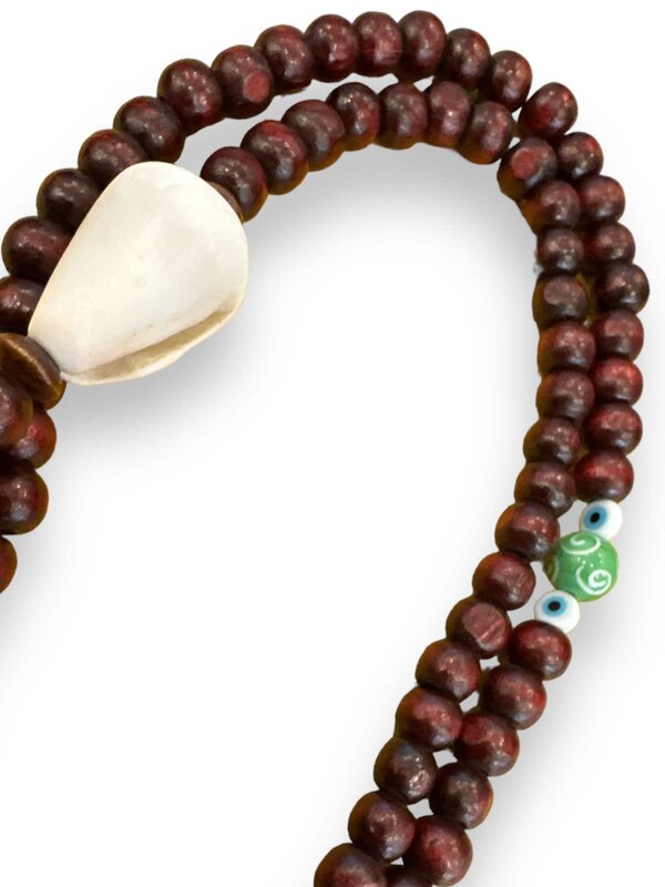 BY RAFAH Brown Prayer Beads with Evil Eye and GreenTassel