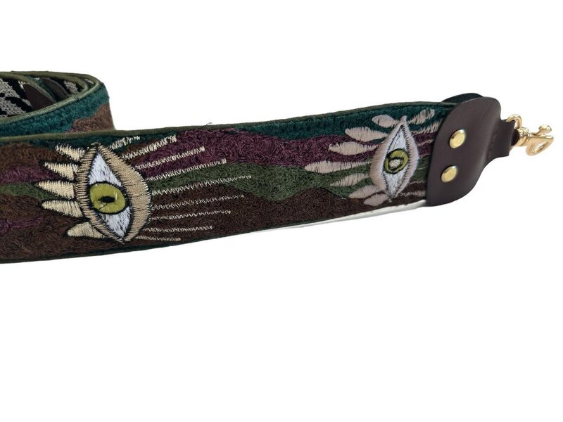 SOUK BALADNA Double-Sided Green and maroon with Blue Eye Designs Embroidered Bag Strap