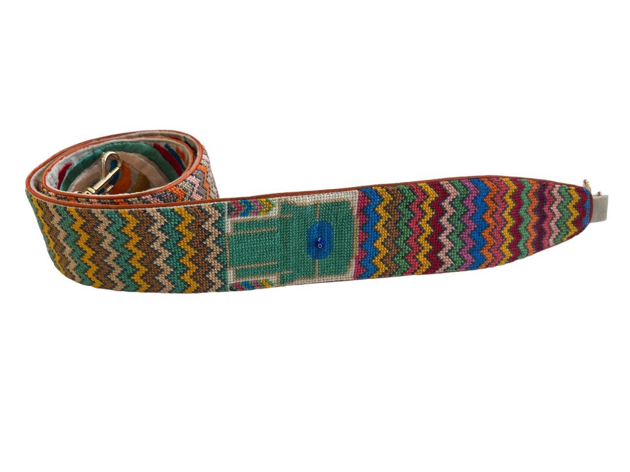 SOUK BALADNA Bag Strap With Geometric Embroidery Chevron Stripes