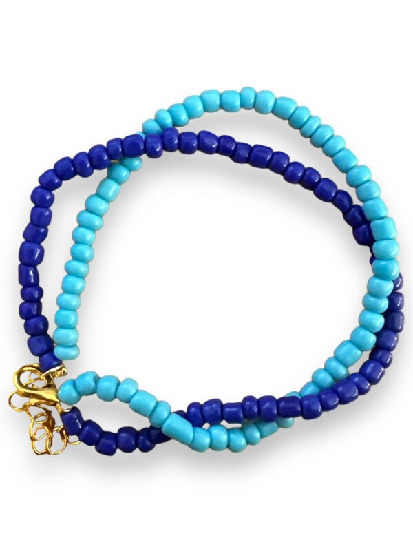 NOOR ALSABER ART Shades of Blue Beaded Bracelets - Set of 3