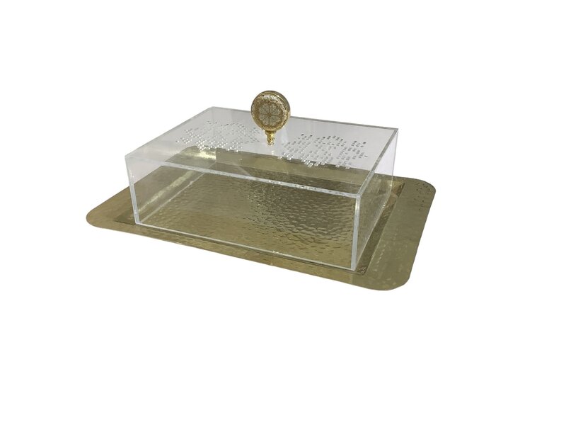 JORDAN RIVER FOUNDATION Gold Embroidery Tray with Plexi Cover