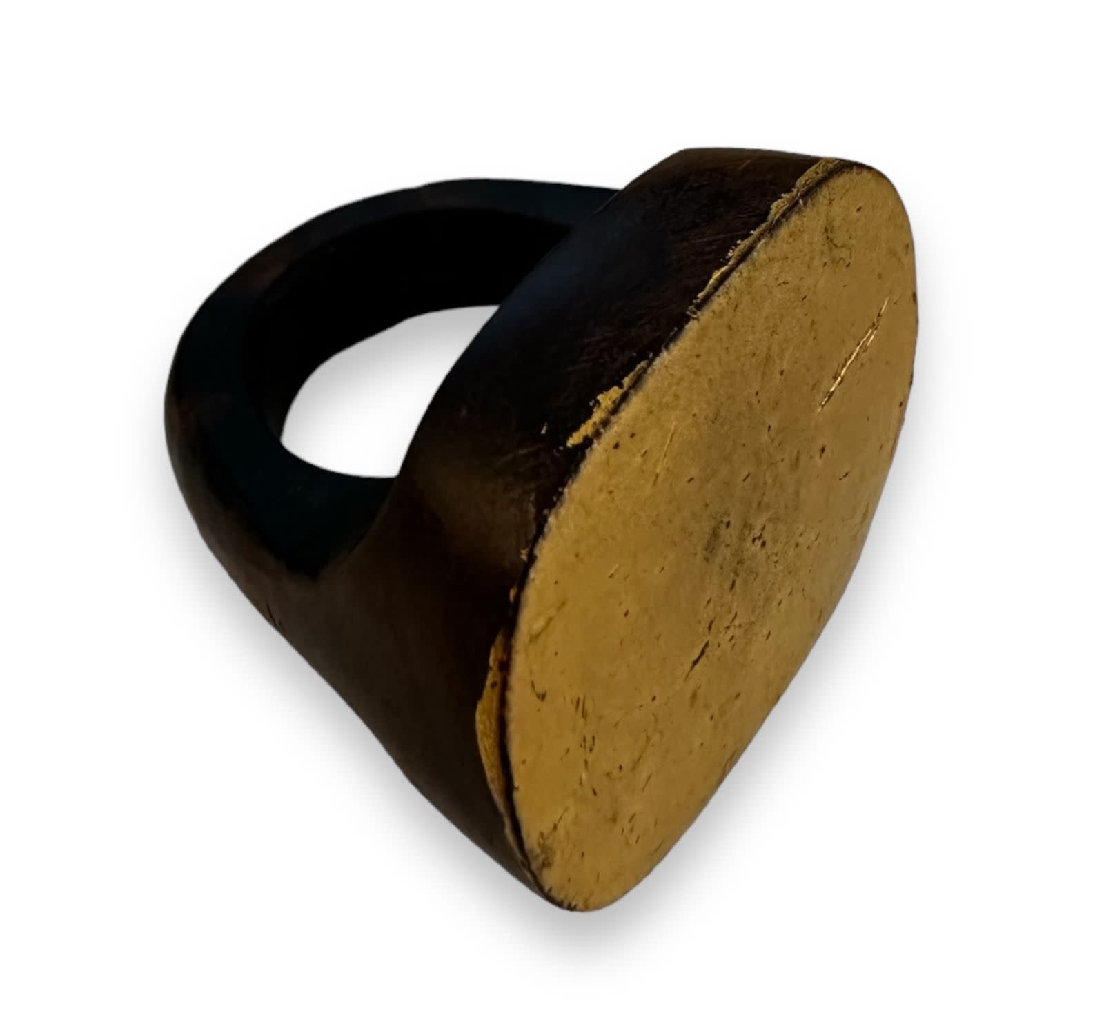 BY RAFAH Ebony Wood Ring with Gold Plated Flat Top