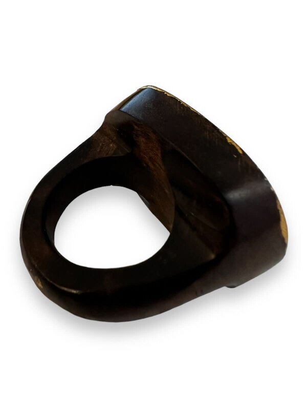 BY RAFAH Ebony Wood Ring with Gold Plated Flat Top