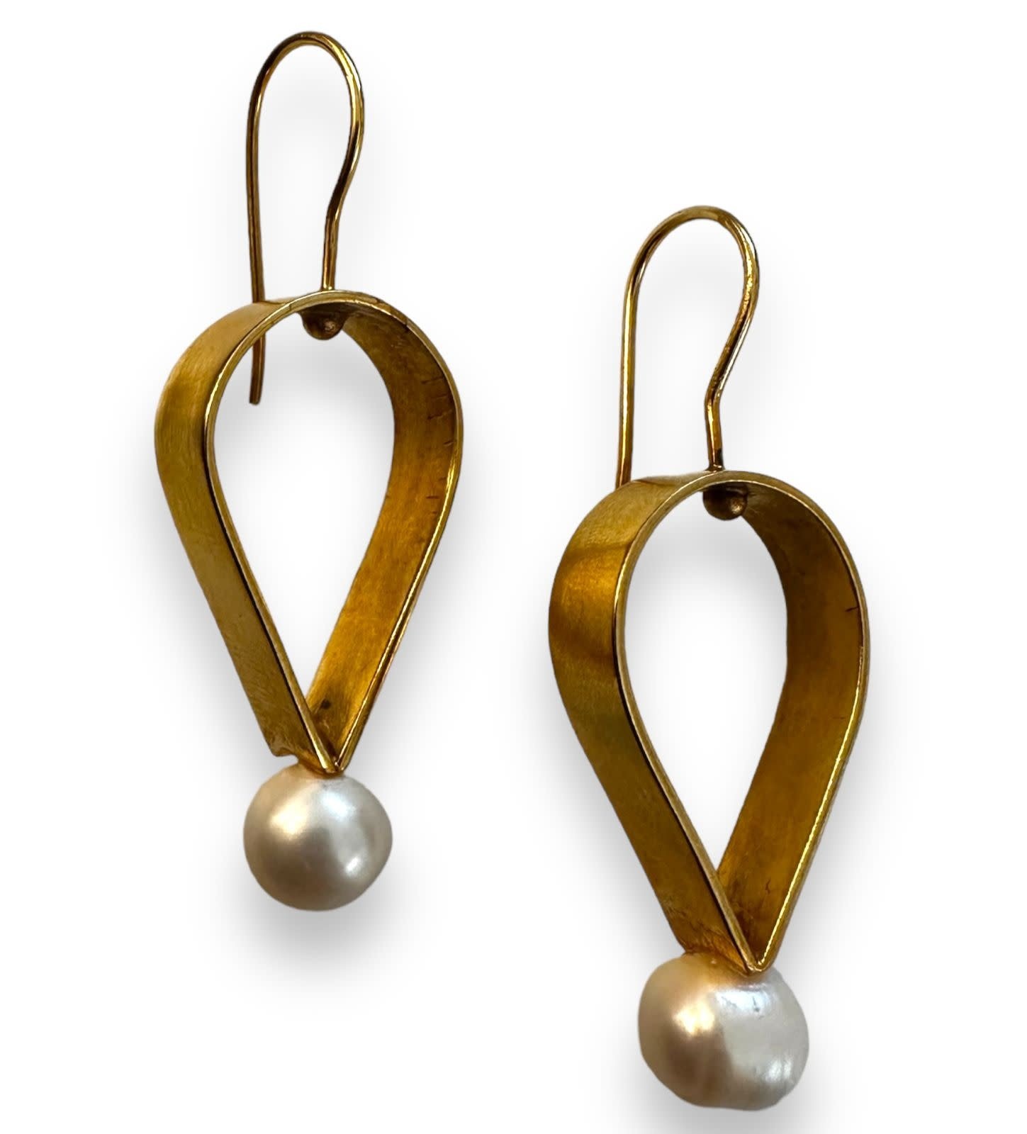 BY RAFAH Pear Shaped Gold Plated Earrings with Pearls