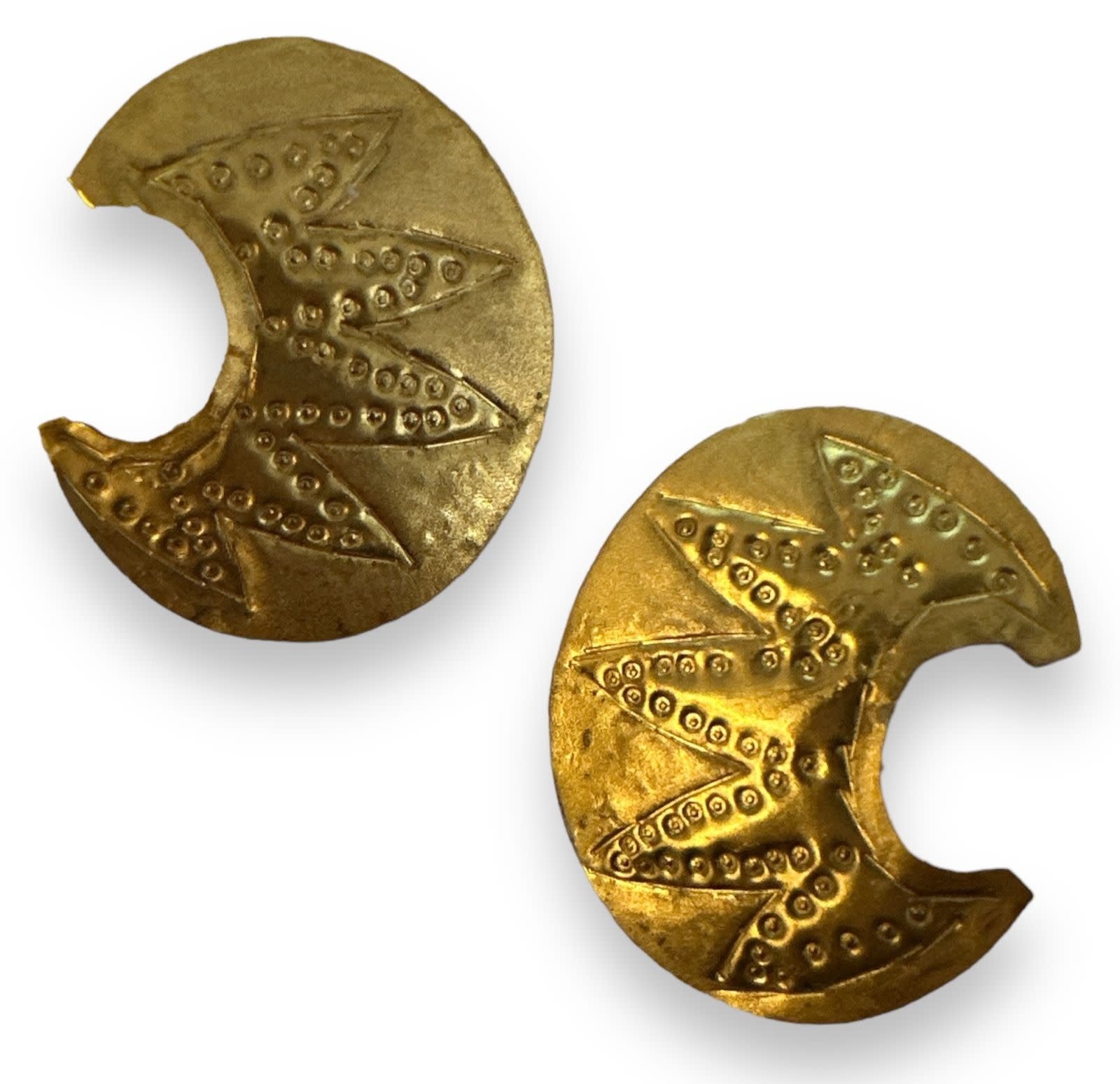 BY RAFAH Hand Beaten Gold Plated Crescent Earrings