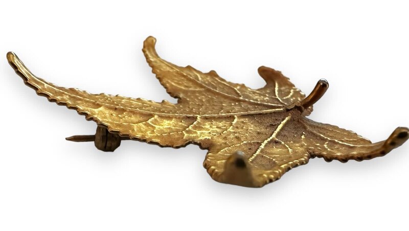 BY RAFAH Gold Plated Leaf Brooch