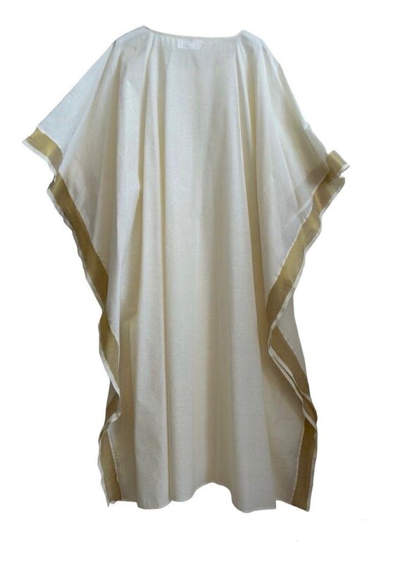 BY RAFAH WHITE and gold SILK kaftan