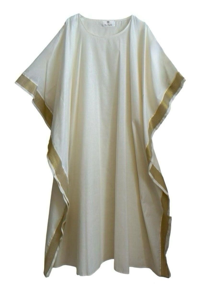 BY RAFAH WHITE and gold SILK kaftan