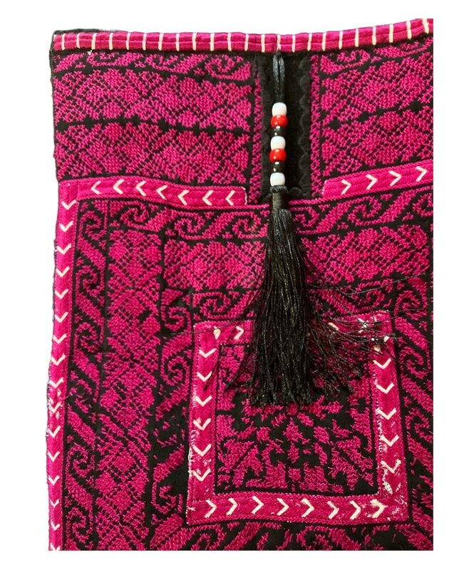 MAY KHOURY black velvet with burgundy vintage Palestinian embroidery Hand Bag