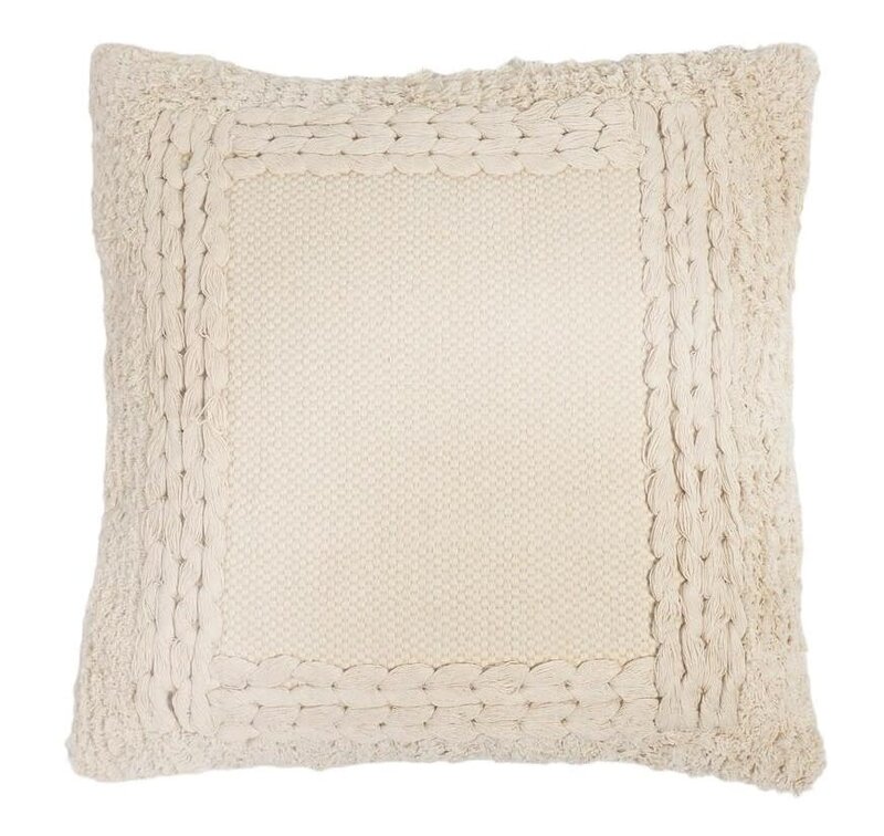 REVIVE HOME DESIGNS beige Solid Cotton and Canvas Cushion 50X50