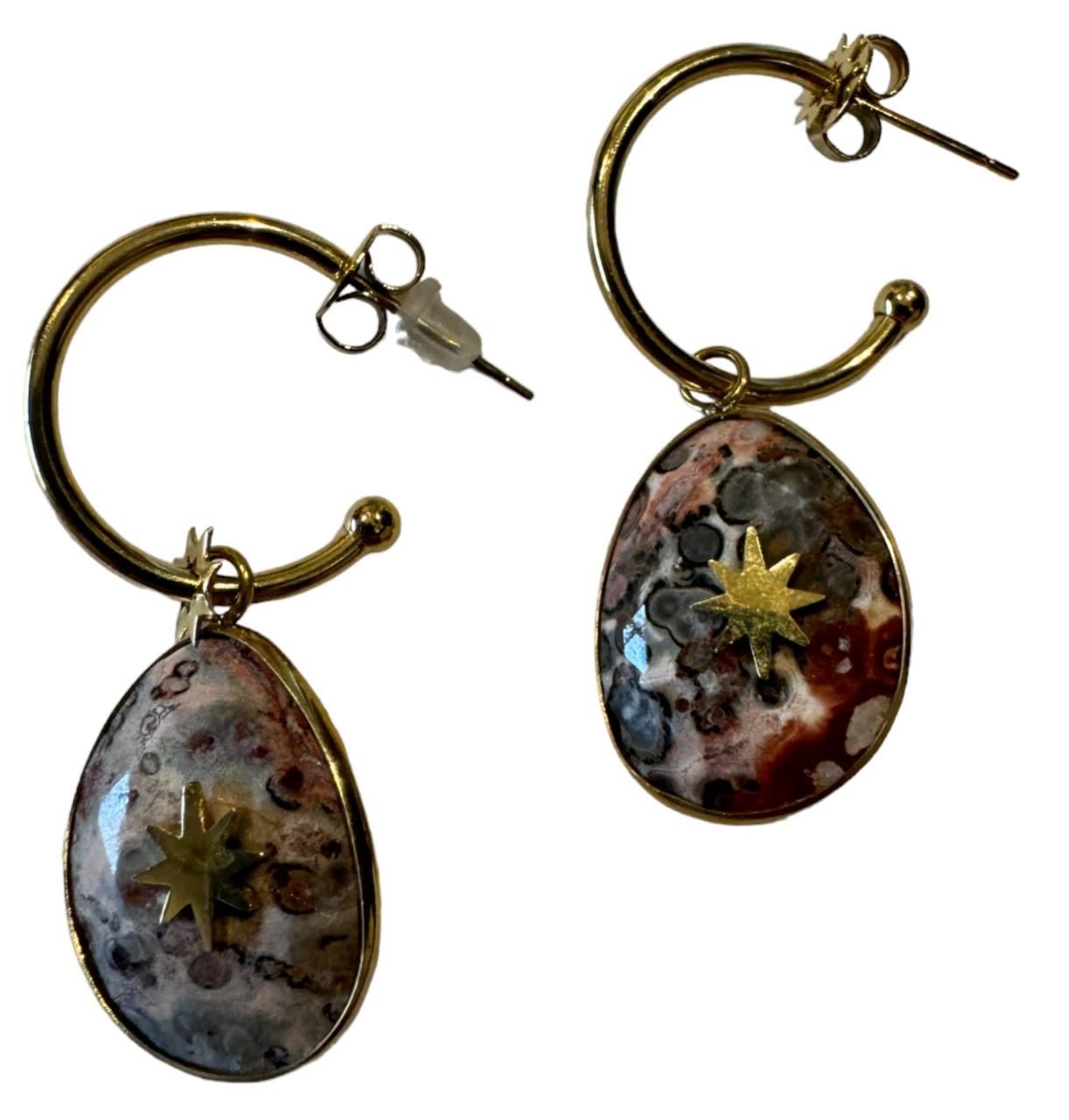 FEATHERLIGHT Marble Design Dangling Earrings with Star