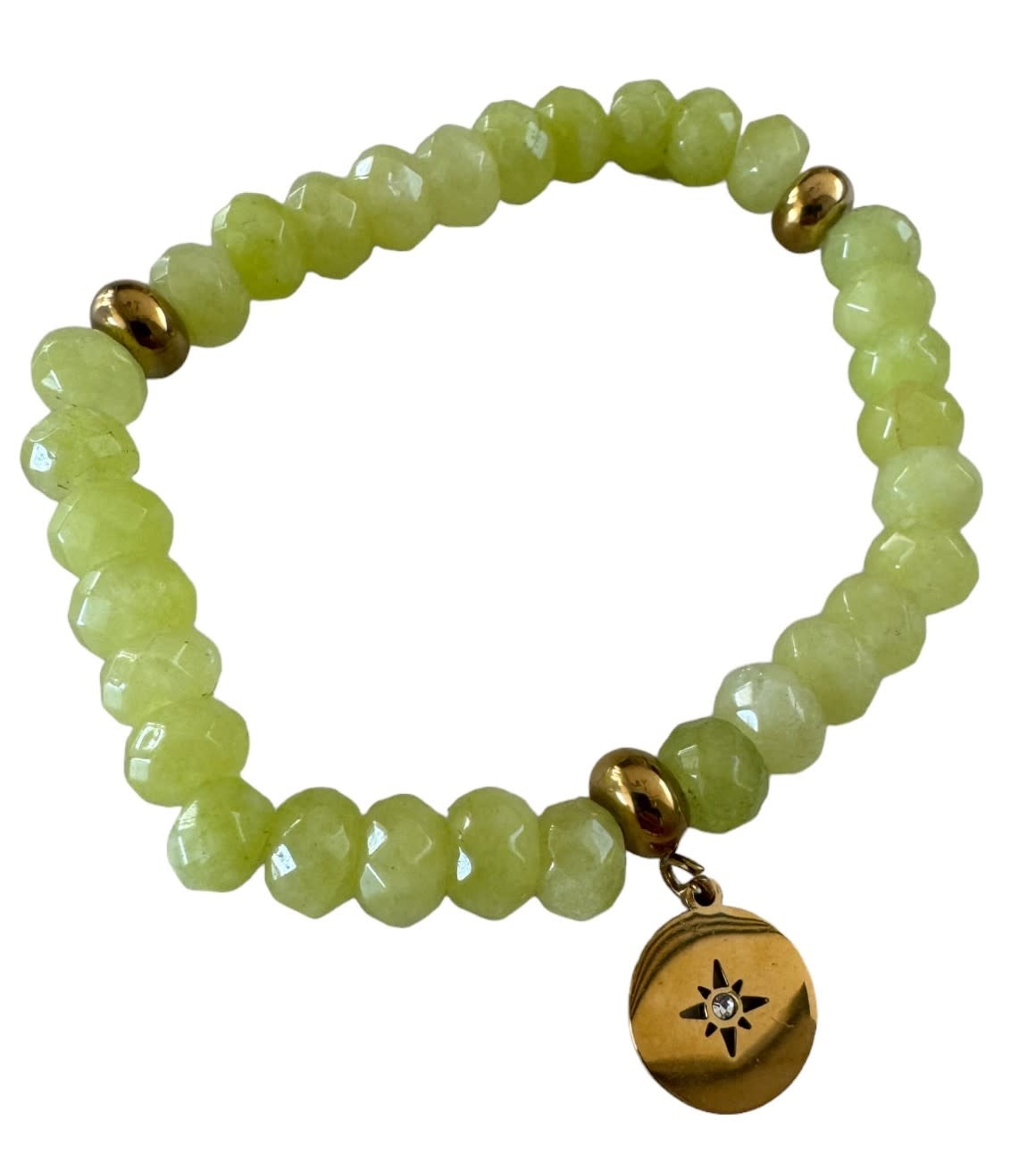 FEATHERLIGHT Lime Green Stone Bracelet with Shooting Star Charm