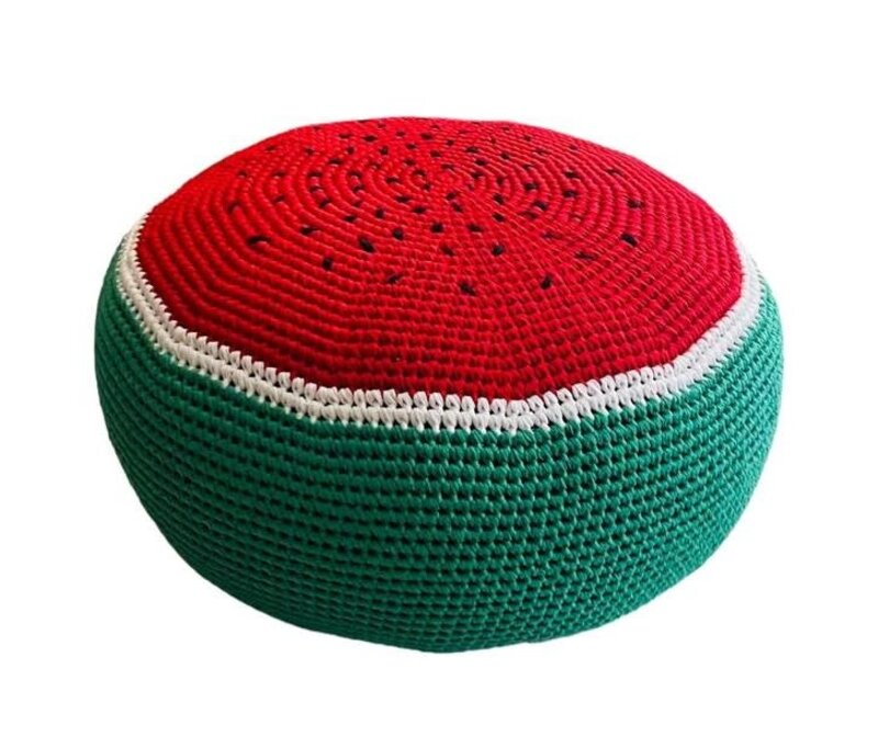 LARA'S LOOPS watermelon hand crochet Pouffe