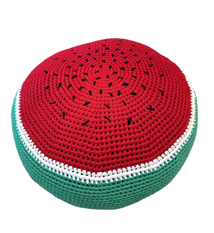 LARA'S LOOPS watermelon hand crochet Pouffe