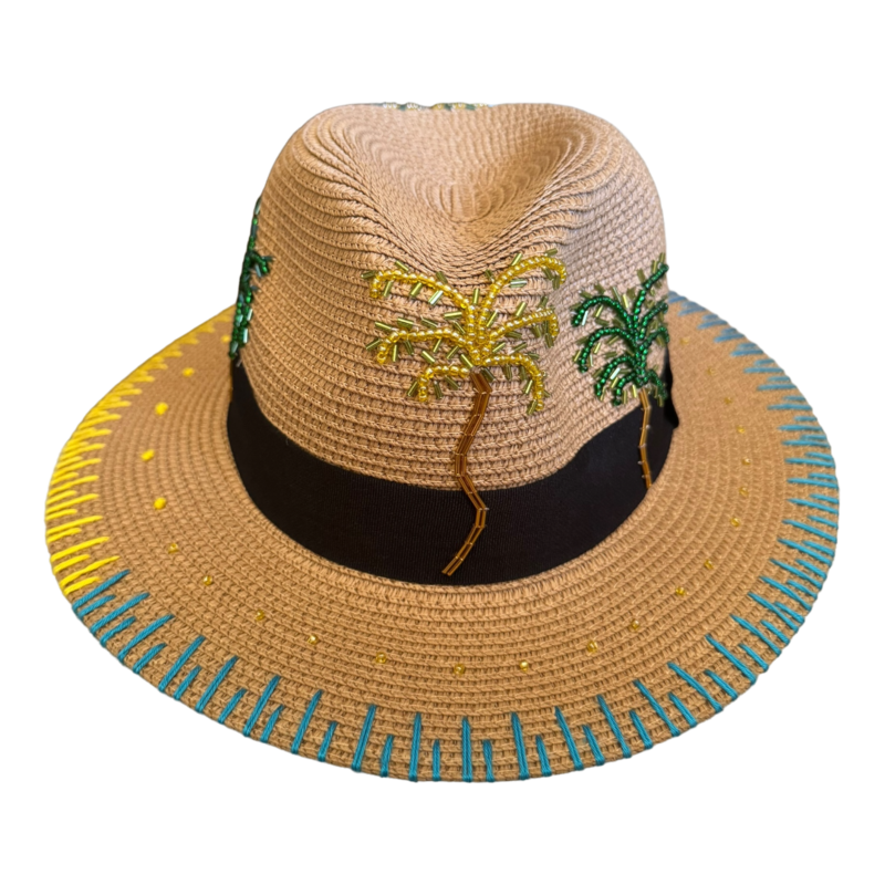 LE TRIO Palm Trees Panama Hat