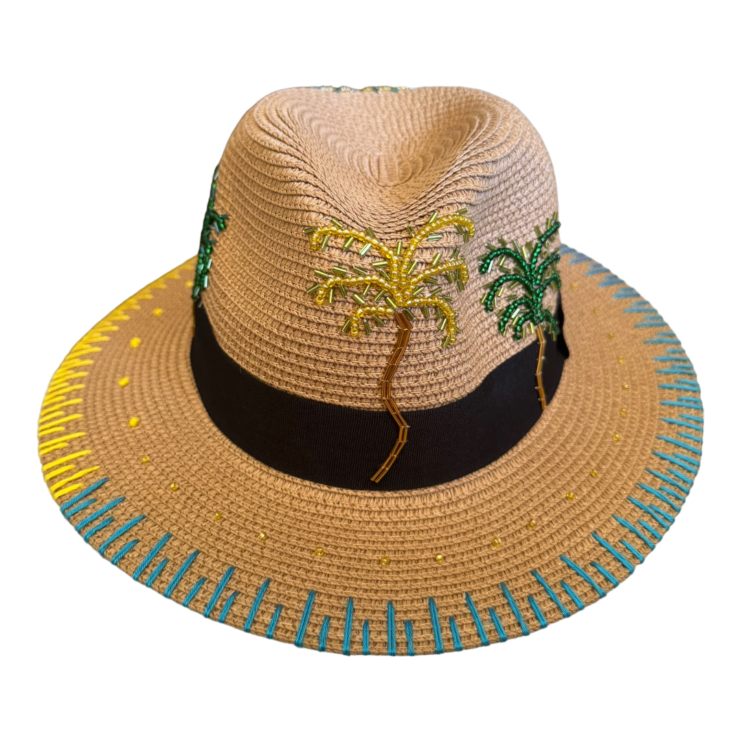 LE TRIO Palm Trees Panama Hat