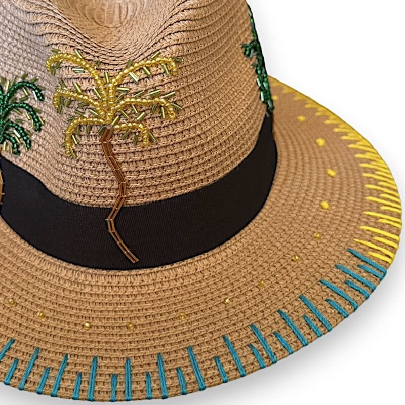 LE TRIO Palm Trees Panama Hat