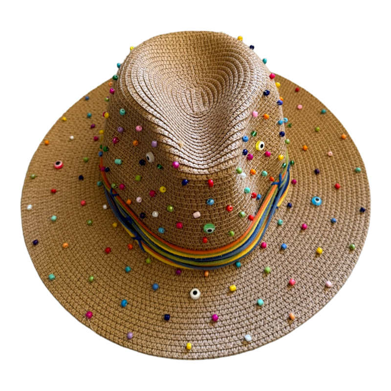 LE TRIO Multi-Color Beaded Panama Hat